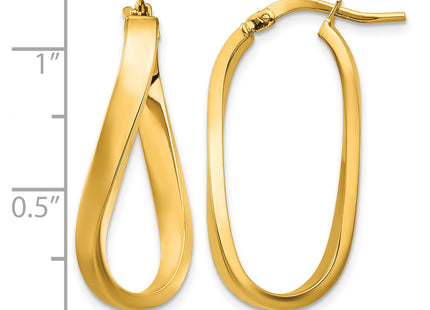 14k Polished Wavy Hoop Earrings, 28.52 x 13.48mm