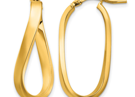 14k Polished Wavy Hoop Earrings, 28.52 x 13.48mm