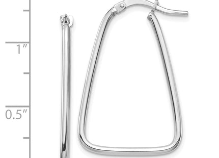 14k White Gold Polished Triangle Dangle Hoop Earrings (Style TF1366W)