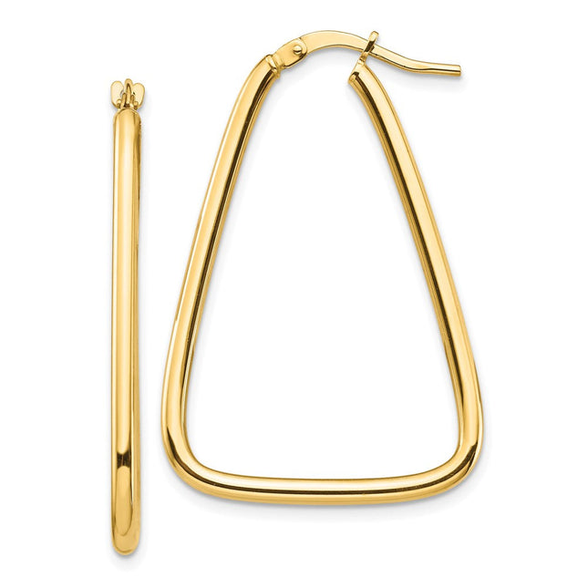 14k Polished Triangle Hoop Earrings