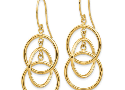 14K gold circle drop earrings, alternate view
