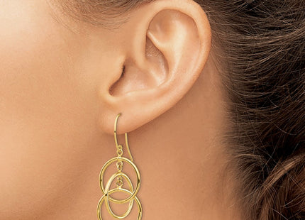 14K gold circle drop earrings, another view