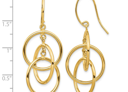 14K Polished Circles Dangle Earrings, 47.07 x 18mm