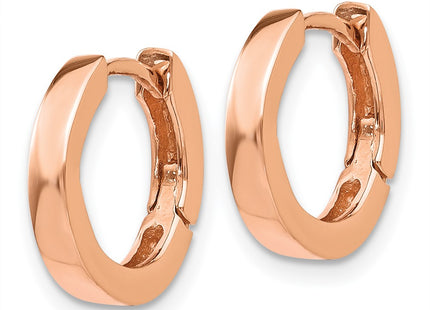 14K rose gold hoop earrings, alternate view