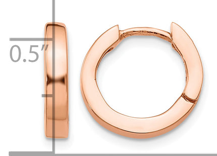 14k Rose Gold Round Hinged Hoop Earrings, 13.5 x 2.5mm
