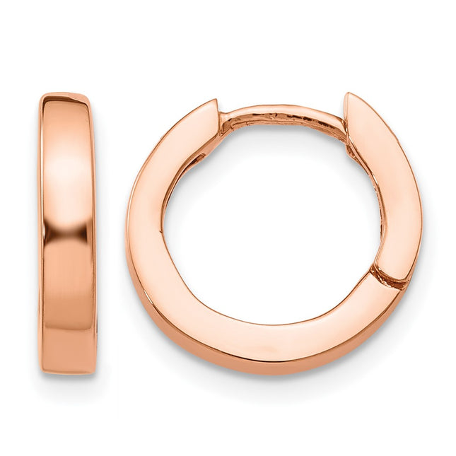 14k Rose Gold Round Hinged Hoop Earrings, 13.5 x 2.5mm