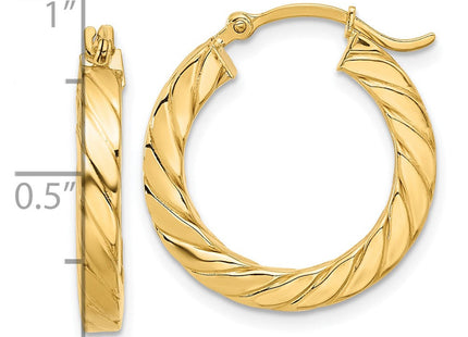 14k Polished Twisted Hoop Earrings (Style TF1391)