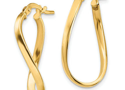 14k Polished Wavy Hoop Earrings, 24 x 2mm (1394)