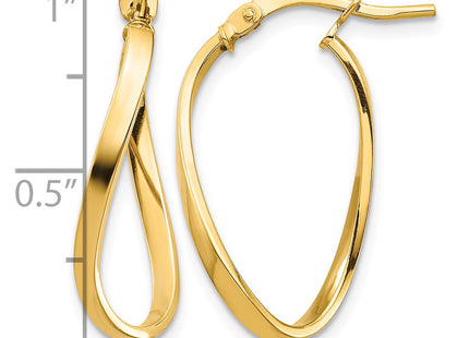 14k Polished Wavy Hoop Earrings, 24 x 2mm (1394)