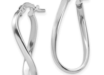 14k White Gold Polished Wavy Hoop Earrings (Style TF1394W)