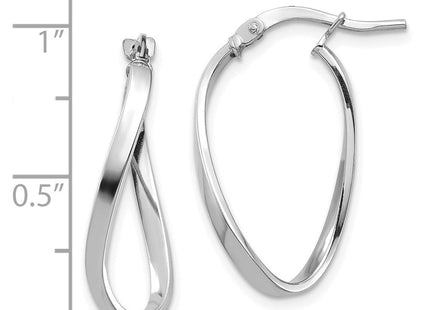 14k White Gold Polished Wavy Hoop Earrings (Style TF1394W)