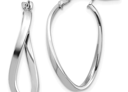 14k White Gold Polished Wavy Hoop Earrings (Style TF1394W)