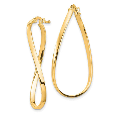 14K Polished Wavy Hoop Earrings, 28.52 x 13.48mm