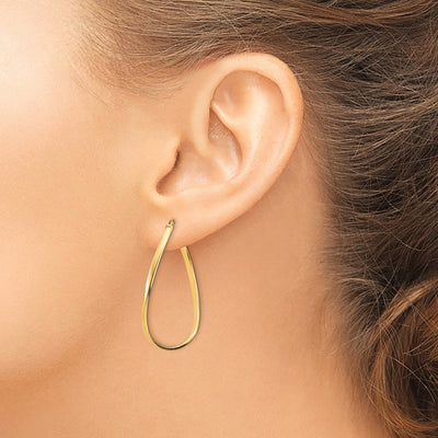 14K Polished Wavy Hoop Earrings, 28.52 x 13.48mm