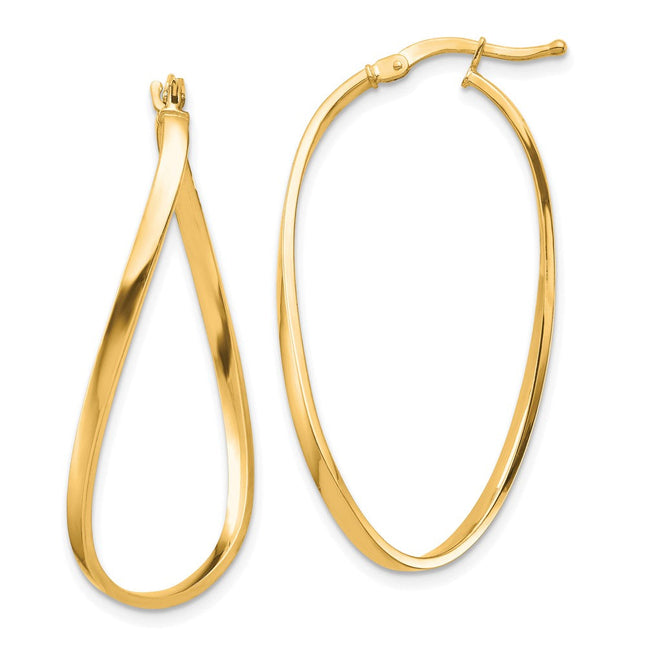 14k Polished Wavy Hoop Earrings, 28.52 x 13.48mm