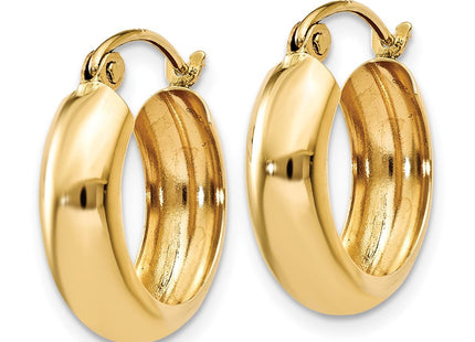 14k Polished Round Hoop Earrings (Style TF140)