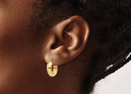14k Polished Round Hoop Earrings (Style TF140)