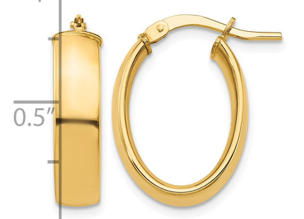 14K gold oval hoop earrings, further view