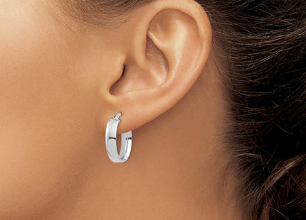 14K white gold oval hoop earrings, another view