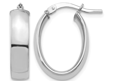 14K white gold oval hoop earrings