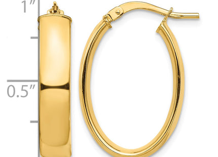 14K gold oval hoop earrings, further view