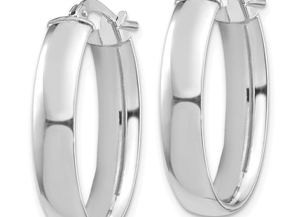 14k White Gold High Polished Oval Hoop Earrings (Style TF1407W)