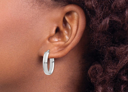 14k White Gold High Polished Oval Hoop Earrings (Style TF1407W)
