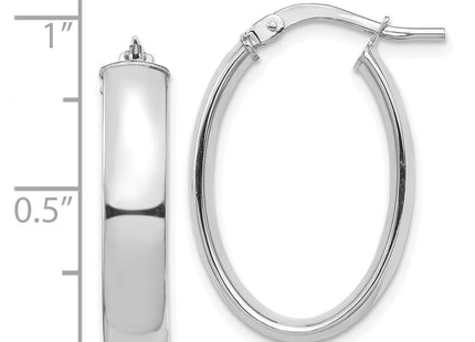 14k White Gold High Polished Oval Hoop Earrings (Style TF1407W)