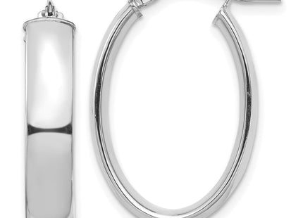 14k White Gold High Polished Oval Hoop Earrings (Style TF1407W)