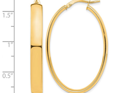 14K gold oval hoop earrings, further view