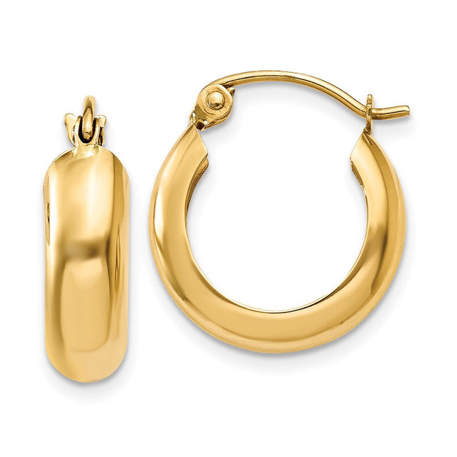 14k Polished Round Hoop Earrings