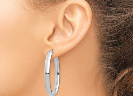 14K white gold oval hoop earrings, another view