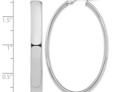 14k White Gold High Polished Oval Hoop Earrings, 44.25 x 5mm