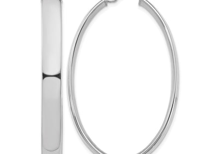 14K white gold oval hoop earrings