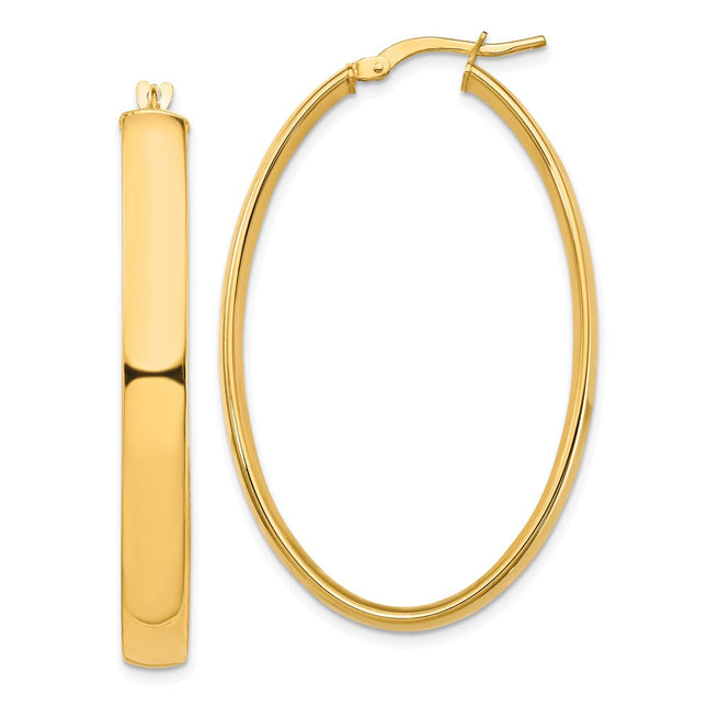 14k High Polished Oval Hoop Earrings, 44.25 x 5mm
