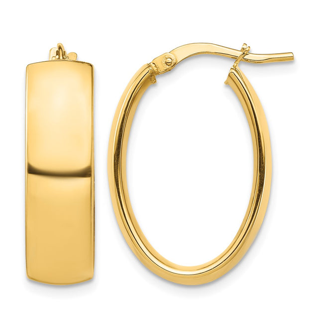 14k High Polished Oval Hoop Earrings, 24.66 x 17.14mm