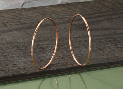 14k Rose Gold Polished Endless Hoop Earrings, 40 x 1.5mm