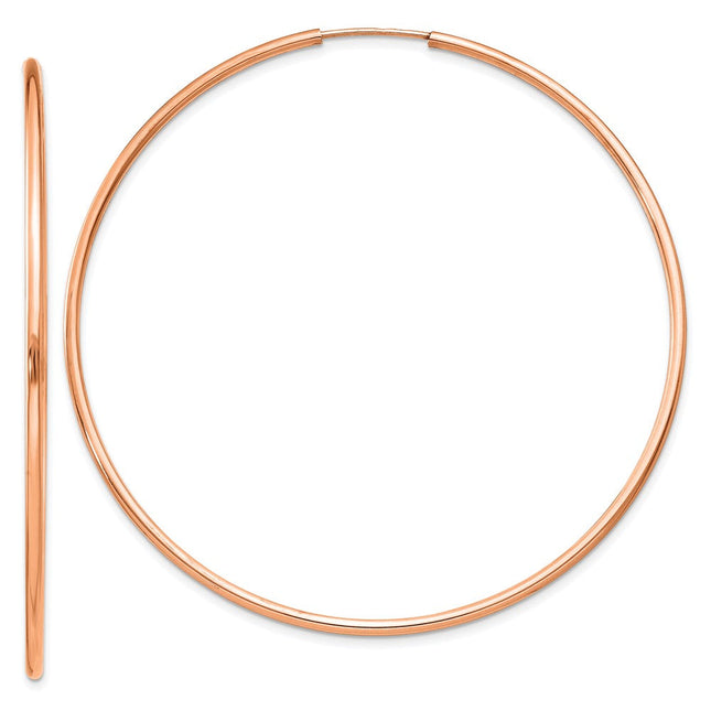 14k Rose Gold Polished Endless Hoop Earrings, 60 x 1.5mm
