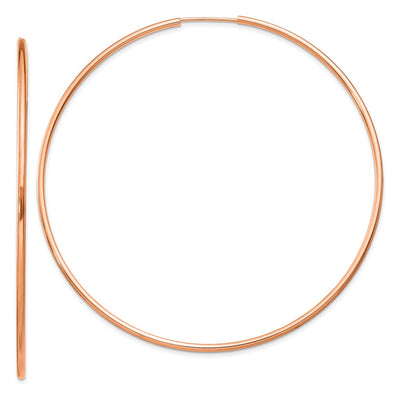 14K Rose Gold Polished Endless Hoop Earrings, 14 x 1.25mm