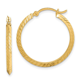 14K Polished Diamond-Cut Hoop Earrings (Style TF1446)