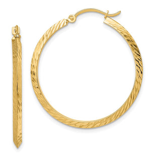 14K Polished Diamond-Cut Hoop Earrings (Style TF1447)