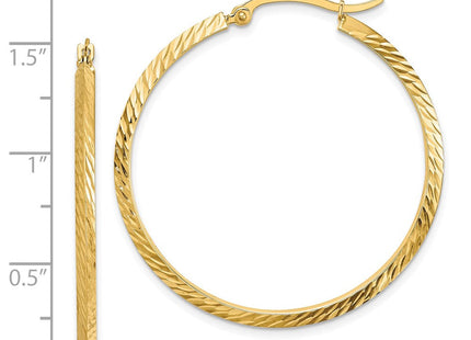 14K Polished Diamond-Cut Hoop Earrings (Style TF1448)