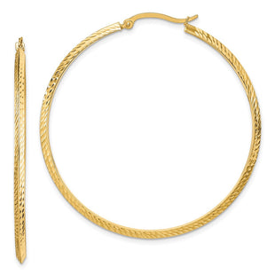 14K Polished Diamond-Cut Hoop Earrings (Style TF1449)