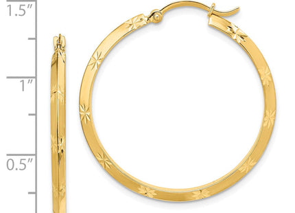 14K Polished Diamond-Cut Hoop Earrings (Style TF1450)
