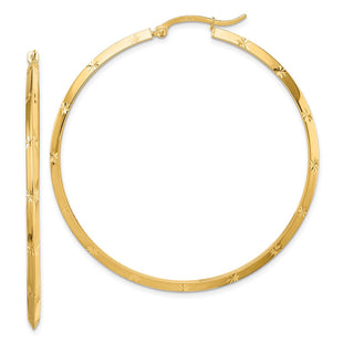 14K Polished Diamond-Cut Hoop Earrings (Style TF1452)