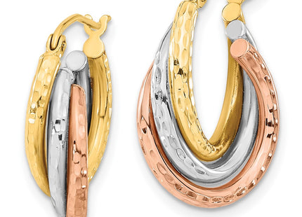 14k Tri-Color Earrings Style TF1485 - Classique Jewelry Inc.