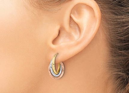 14k Tri-Color Earrings Style TF1485 - Classique Jewelry Inc.