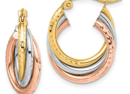 14k Tri-Color Earrings Style TF1485 - Classique Jewelry Inc.