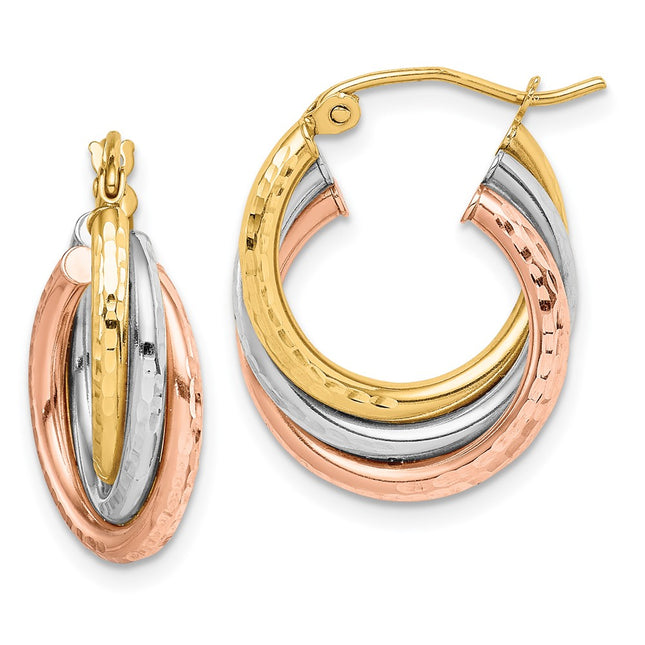 14k Tri-Color Earrings Style TF1485 - Classique Jewelry Inc.