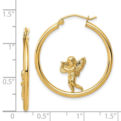 14K with Angel Hoop Earrings